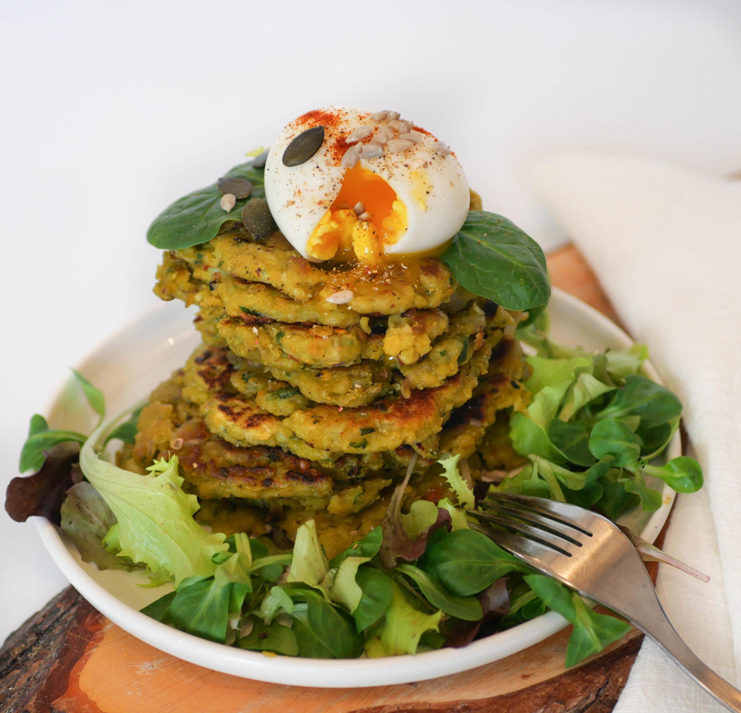 Galettes lentilles corail et courgette-épinard